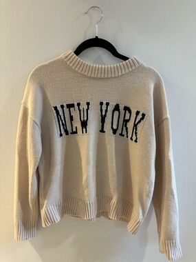 Cream 'New York' Knit Sweater - Women's Casual Pullover